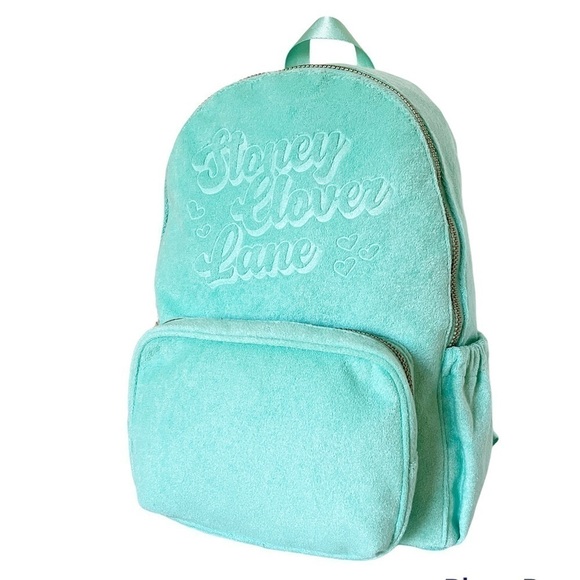 STONEY CLOVER LANE X TARGET NWT Terry Cloth Embossed Backpack in Light Turquoise - Picture 1 of 12